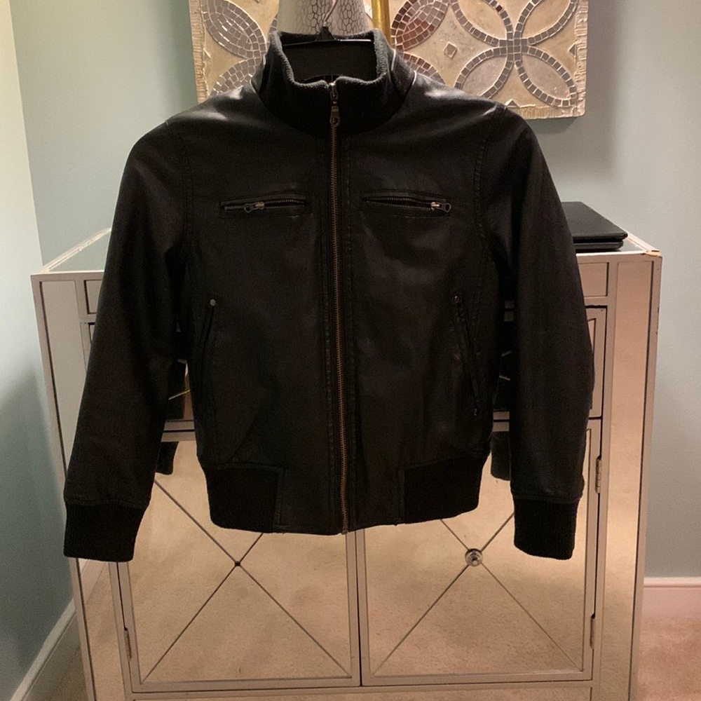 COPY - Leather-Like Kids Black Bomber Jacket